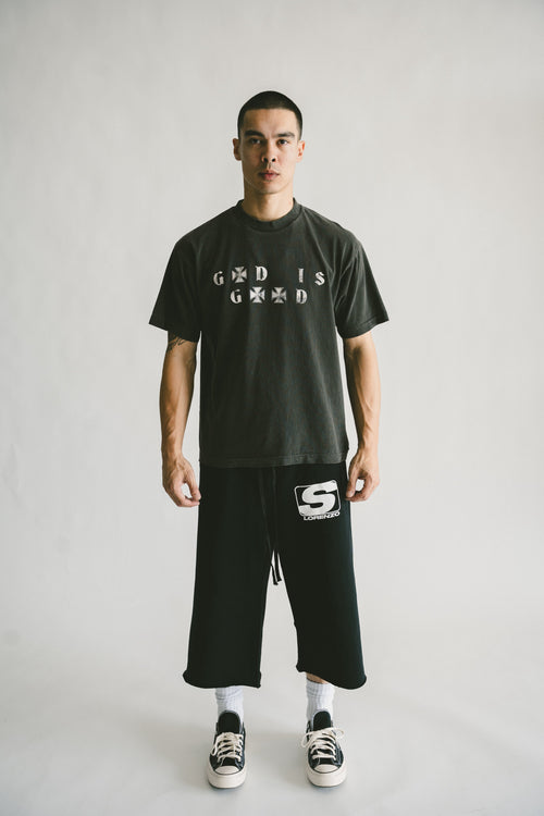 BLACK 3/4 SHORTS